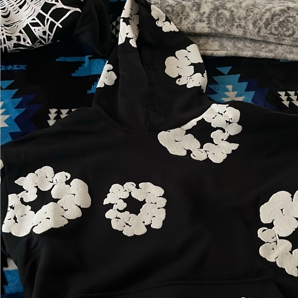 Men's Black and White Floral Hoodie